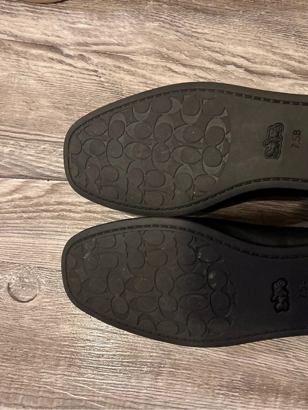 Coach Black Leather Mary Jane Flats with Elastic Strap